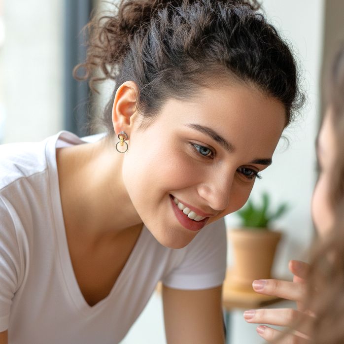 Handmade Gold & Black Plated Silver Stud Earrings Double Oval Circles - Anthos Crafts