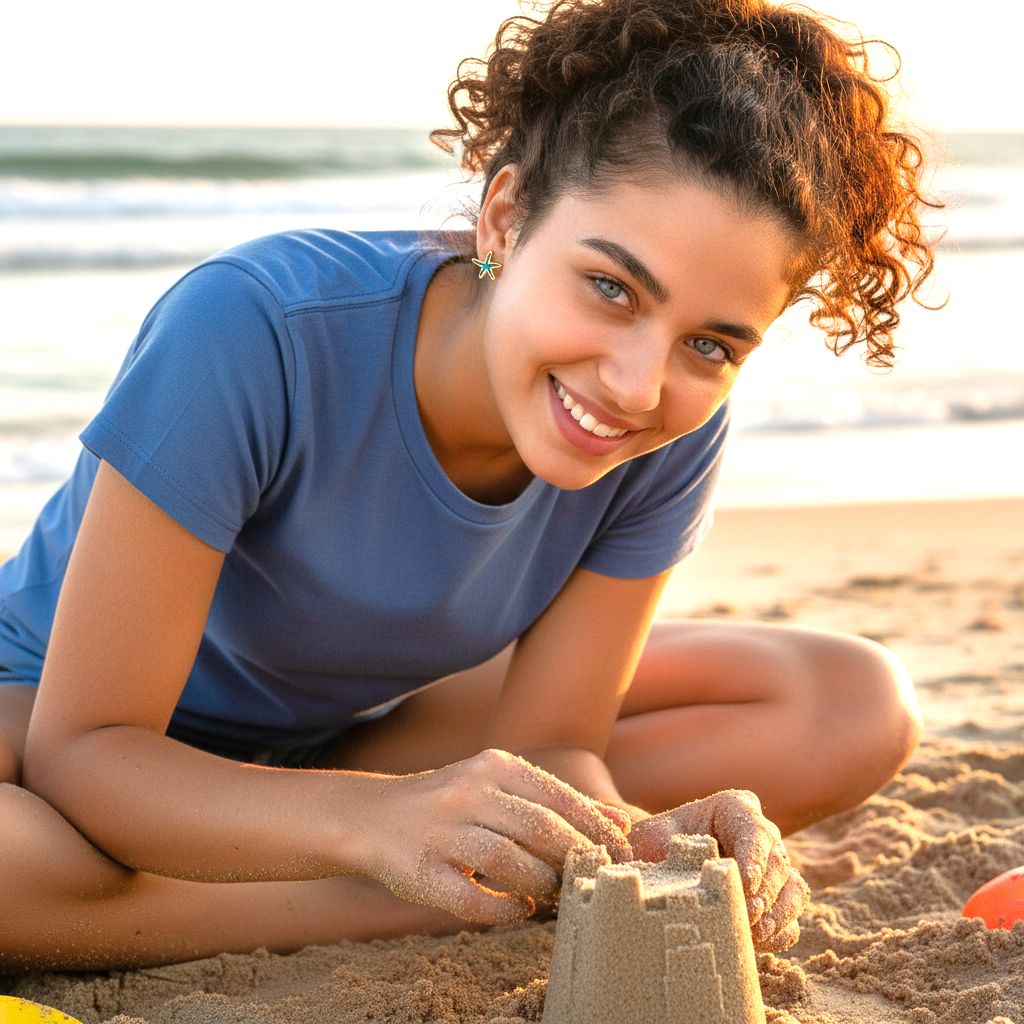 Handmade Gold Plated Silver Stud Earrings Starfish with Blue Enamel - Anthos Crafts