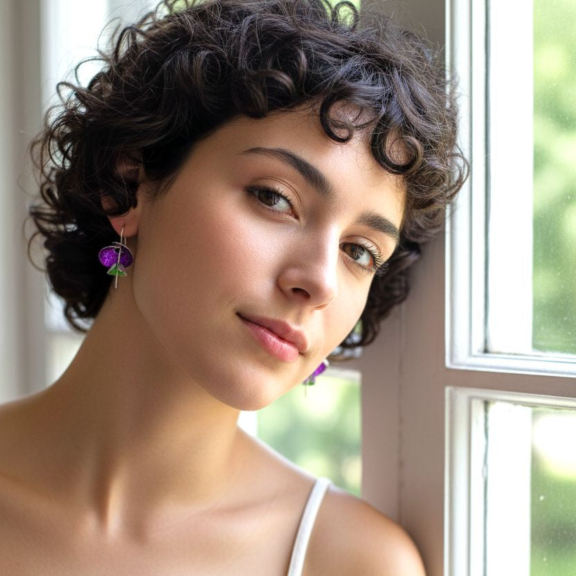 Handmade Silver Drop Earrings Wisteria - Anthos Crafts