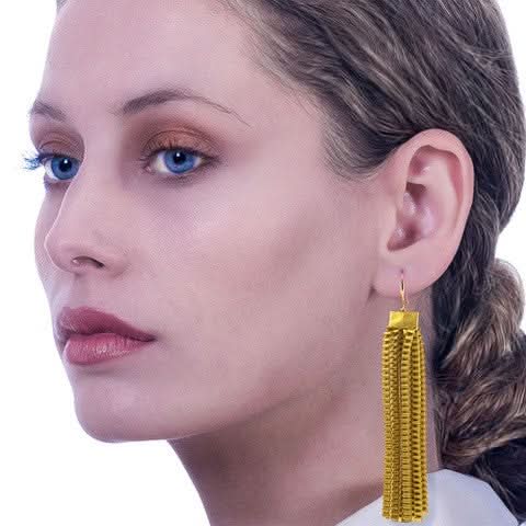 Satin Pleated Earrings Essilp Gold e-79 - Anthos Crafts