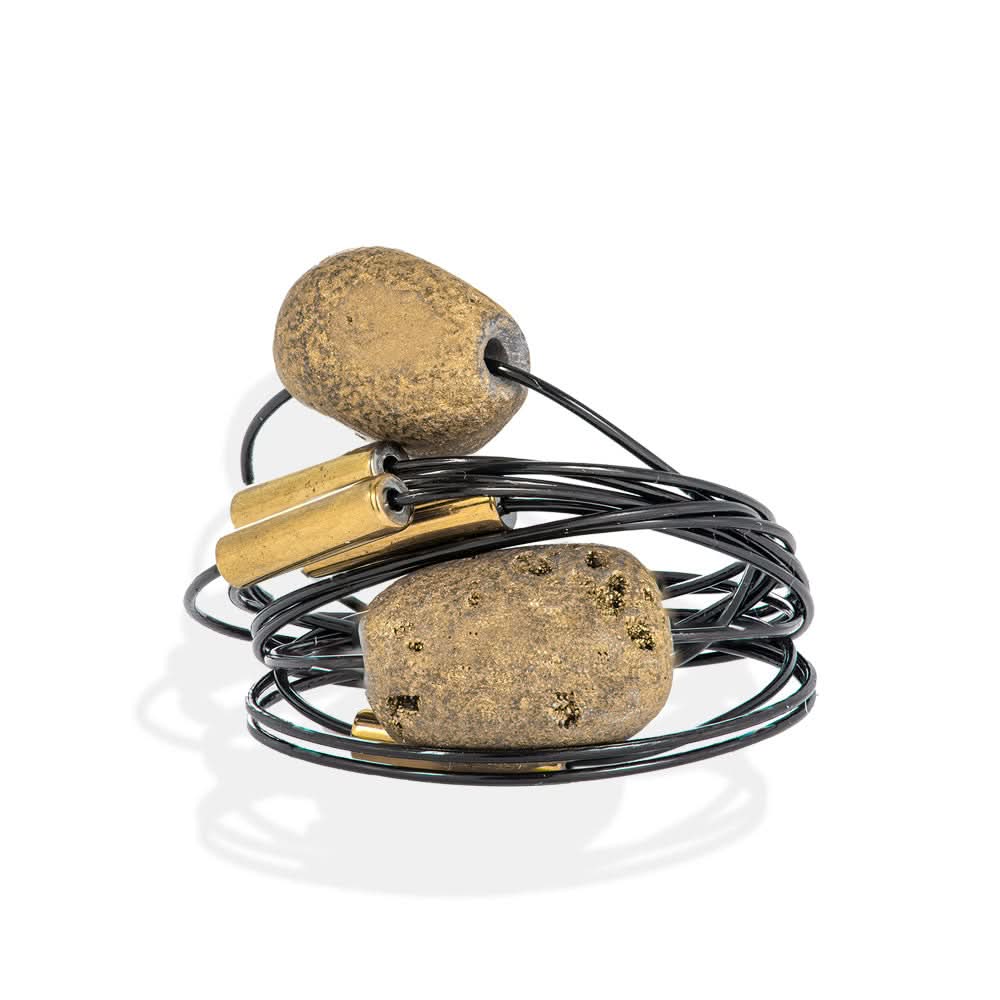Handmade Black Wire Ring With Druzy Agate And Hematite - Anthos Crafts
