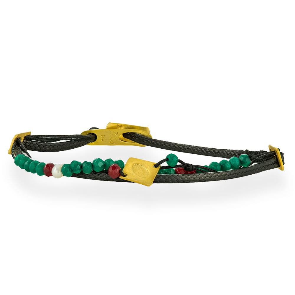 Handmade Bracelet With Gold Plated Silver Elements & Gemstones - Anthos Crafts