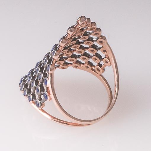 Rose Gold Plated Silver Ring With Clear Cubic Zirconia Triangle - Anthos Crafts