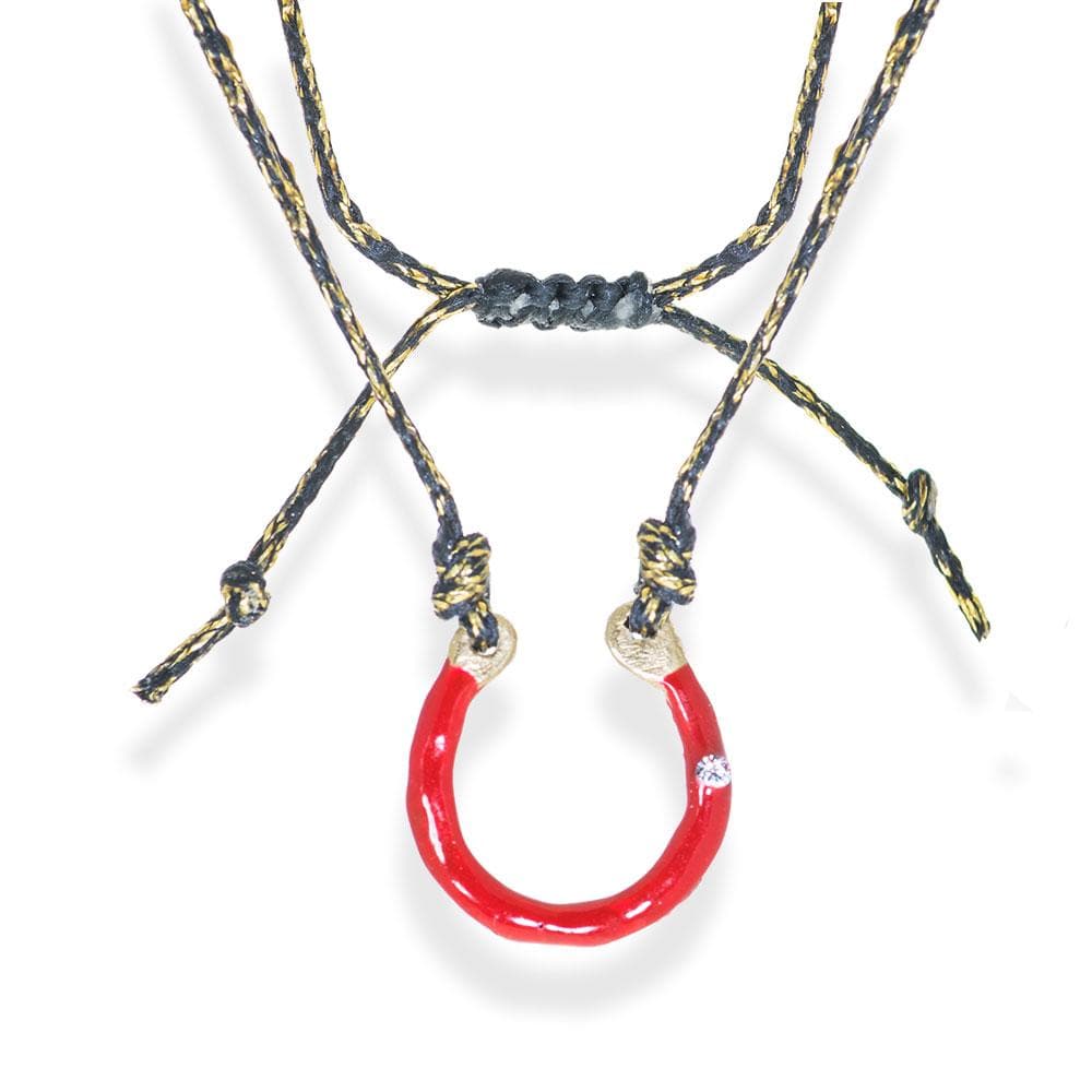 Handmade Horseshoe Pendant Necklace With Enamel & Zircon - Anthos Crafts