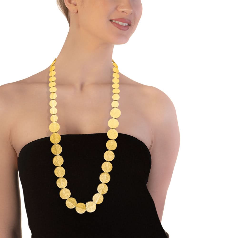 Handmade Leather Necklace Gold Dots - Anthos Crafts