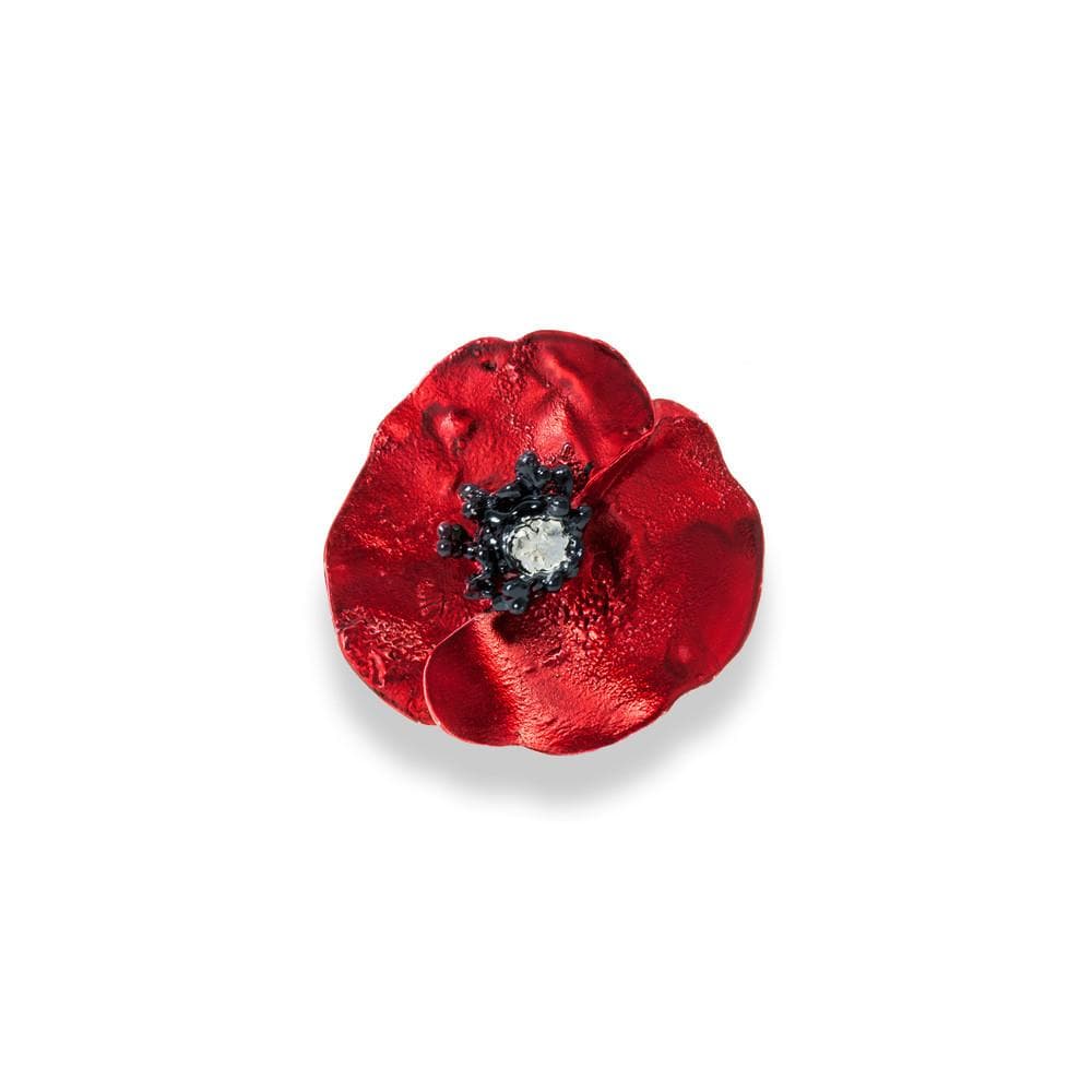 Handmade Sterling Silver Red Poppy Flower Ring - Anthos Crafts