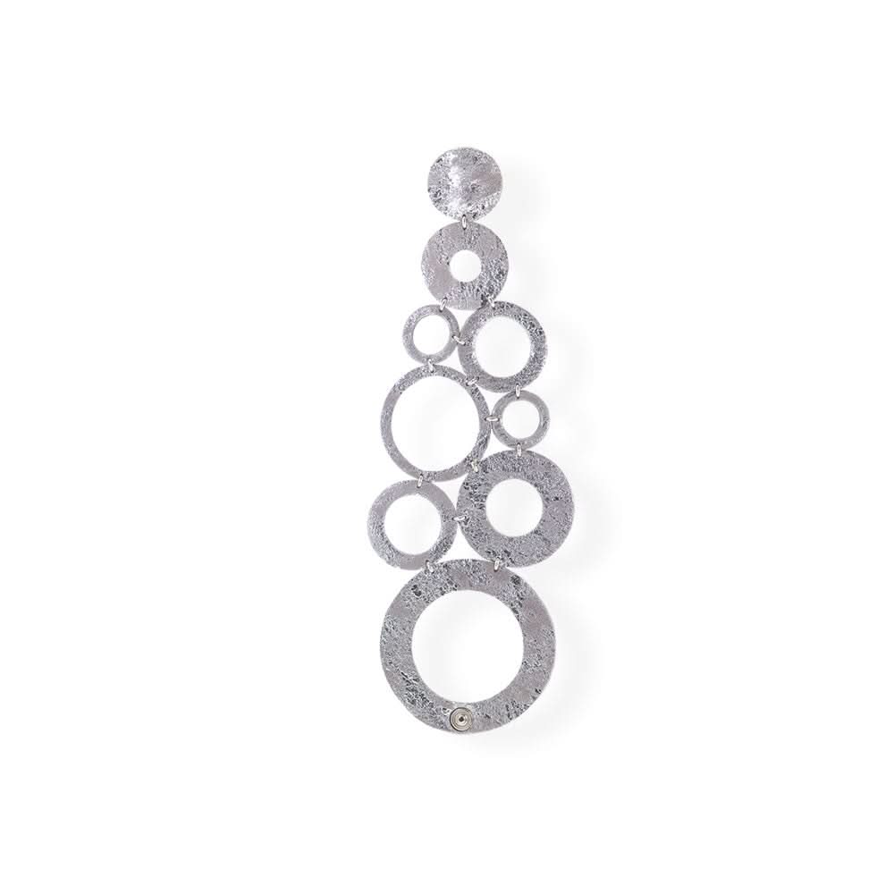 Handmade Leather Sparkling Silver Gray Rings Bracelet - Anthos Crafts