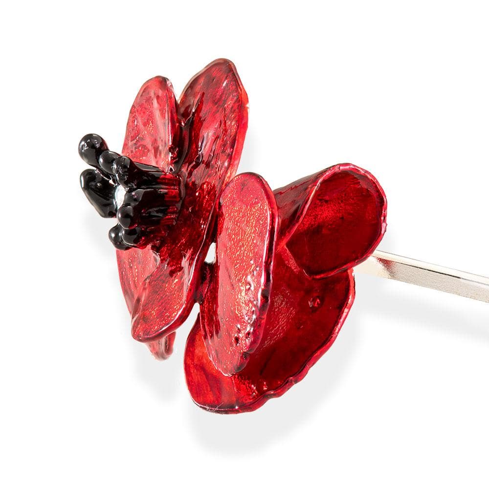 Handmade Silver Bracelet With Two Red Poppy Flowers - Anthos Crafts