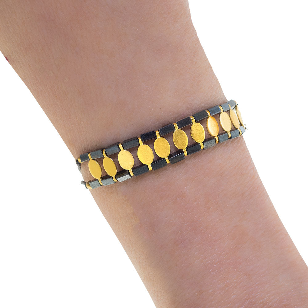 Handmade Bracelet With Gold Plated Silver Elements - Anthos Crafts