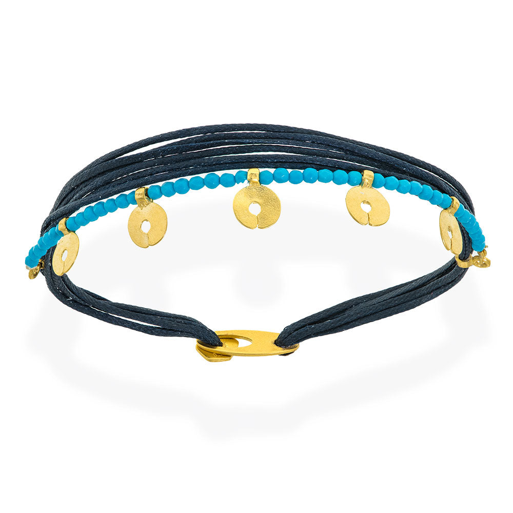 Handmade Bracelet With Gold Plated Silver Elements & Turquoise Stones - Anthos Crafts