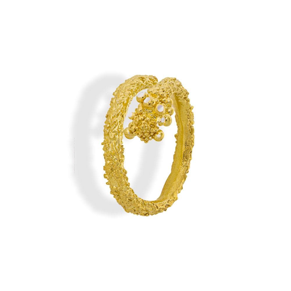 Handmade Gold Plated Silver Diamond Curved Snake Ring - Anthos Crafts