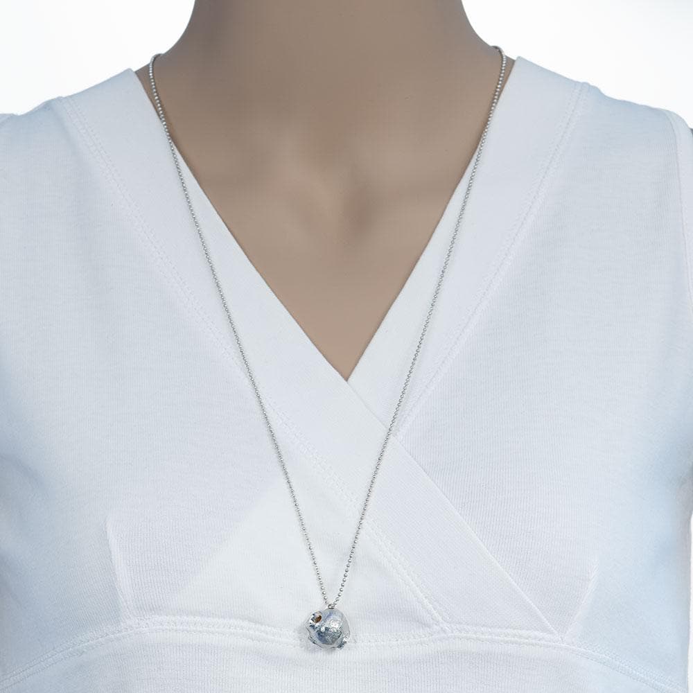 Handmade Long Pendant Necklace Silver Plated Small Ancient Greek Broken Kanata (pot) - Anthos Crafts