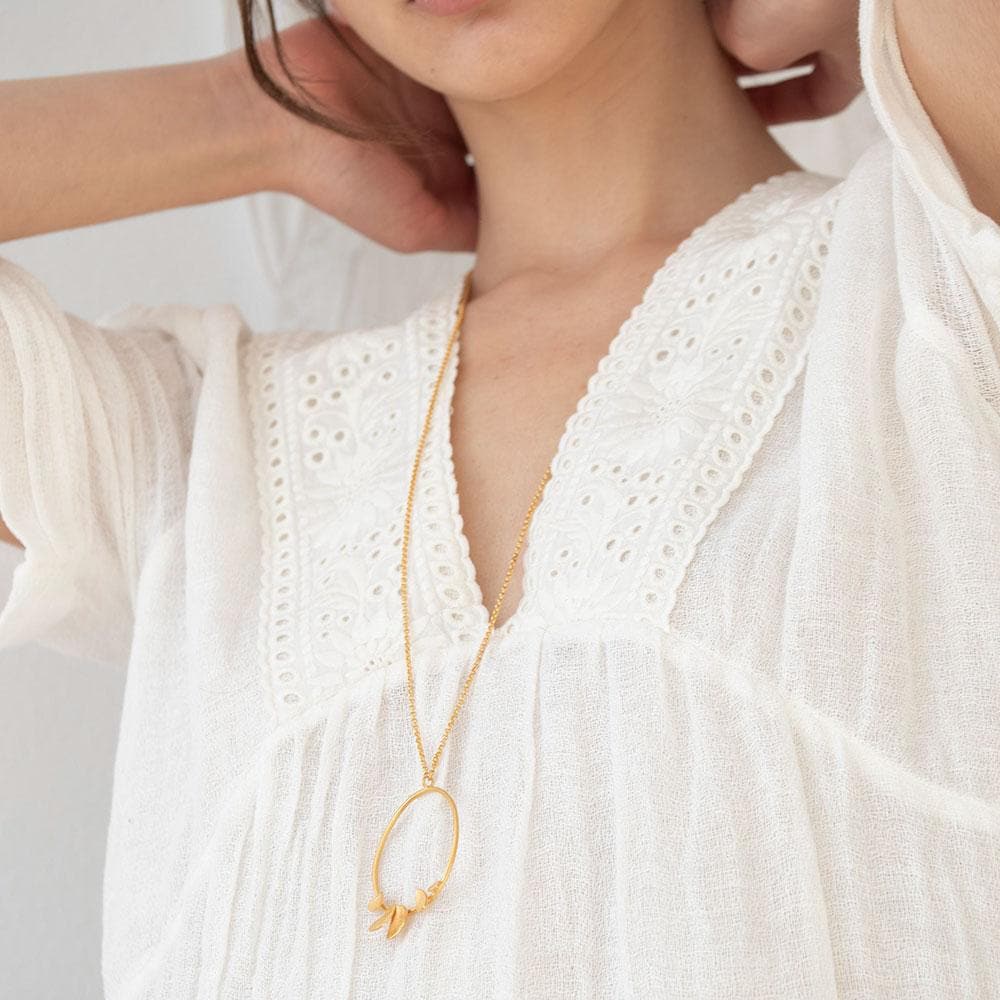 Handmade Gold Plated Long Necklace Branca JOIDART - Anthos Crafts