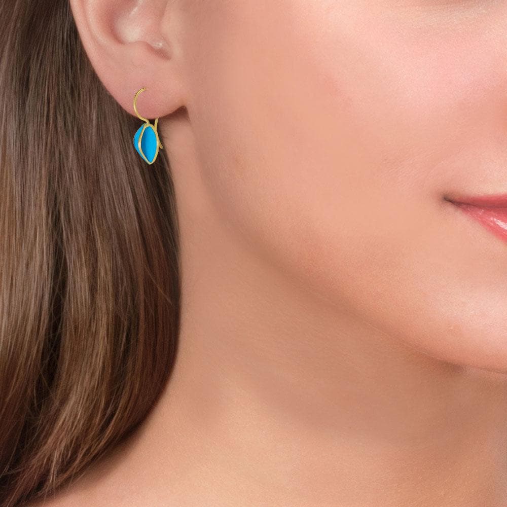 Handmade Gold Plated Silver Turquoise Earrings - Anthos Crafts