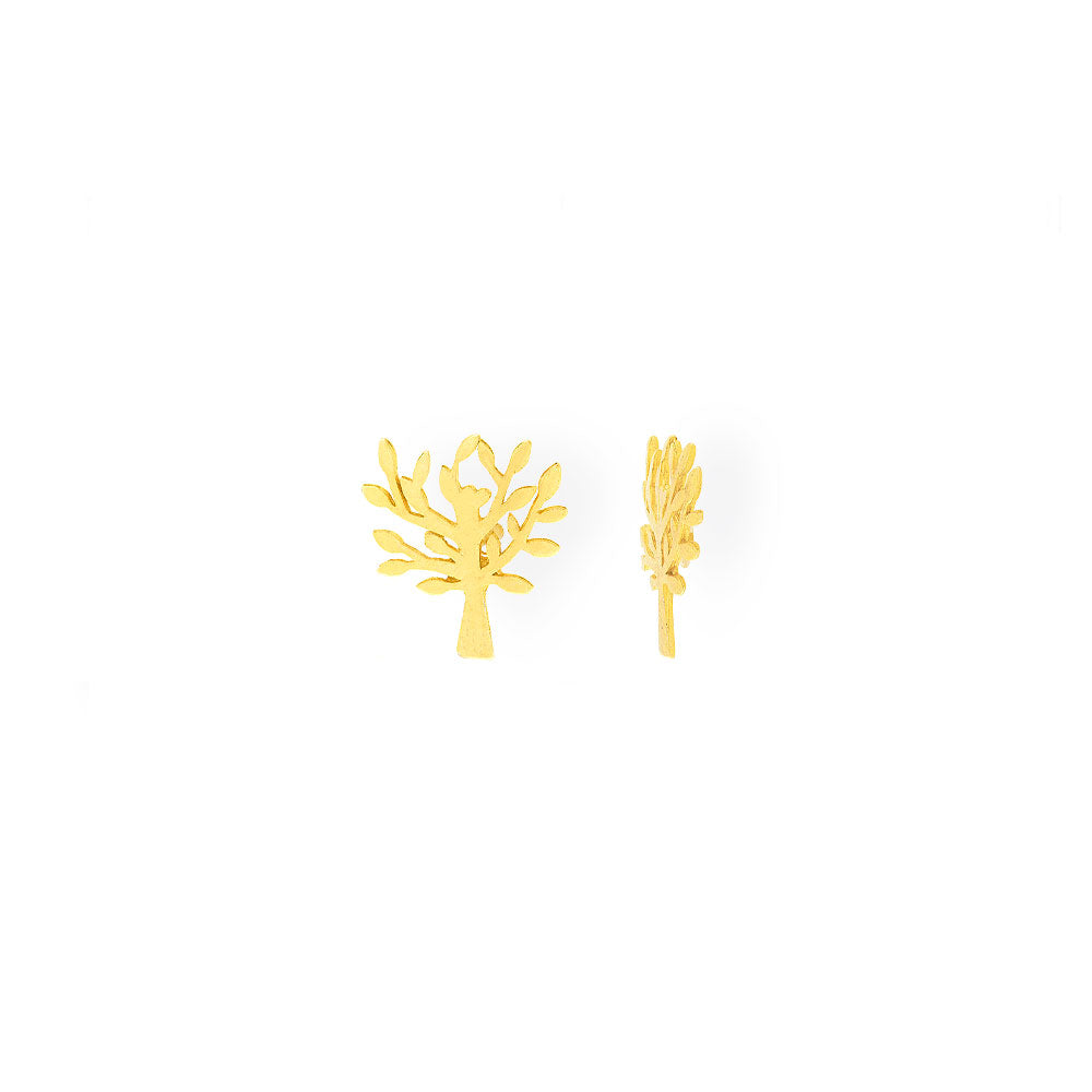 Handmade Gold Plated Silver Stud Earrings Little Trees - Anthos Crafts