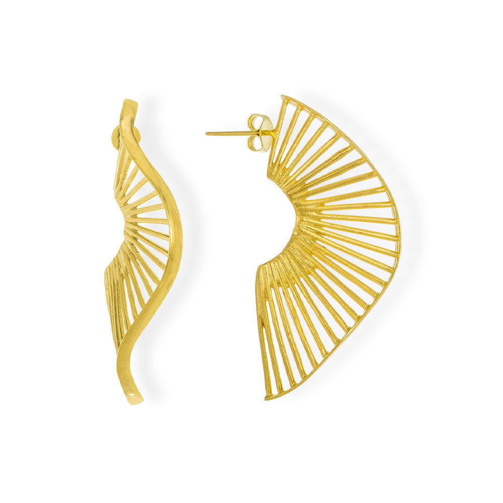 Handmade Gold Plated Earrings Waves - Anthos Crafts