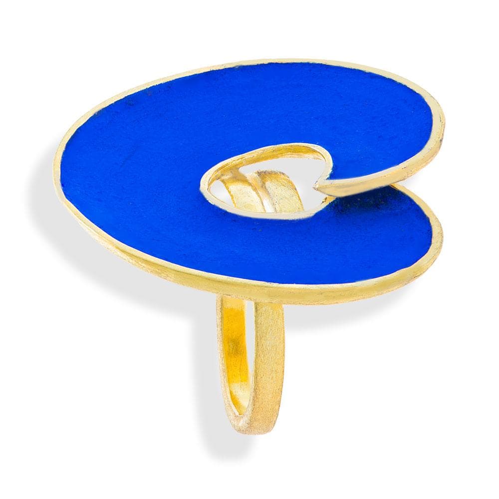 Handmade Gold Plated Silver Royal Blue Spiral Ring - Anthos Crafts