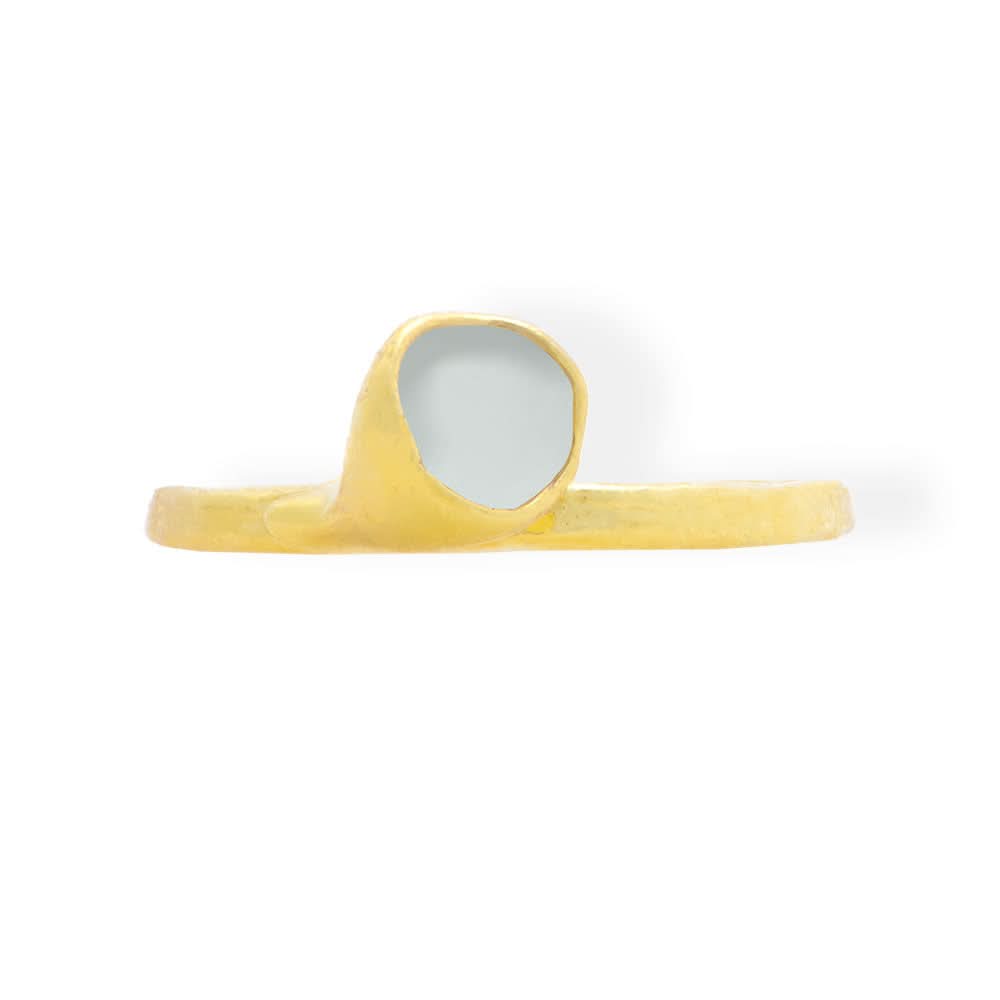 Handmade Gold Plated Ring with Gray Enamel - Anthos Crafts