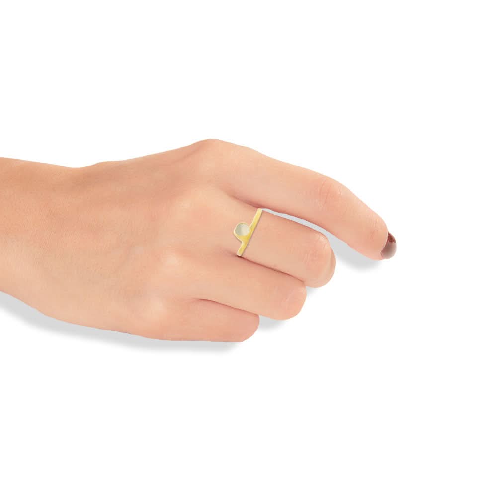 Handmade Gold Plated Ring with Gray Enamel - Anthos Crafts