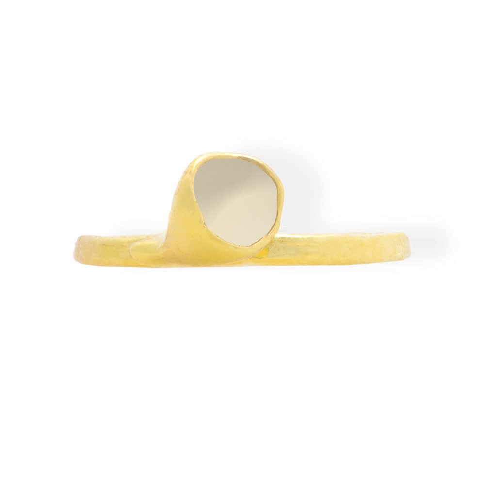 Handmade Gold Plated Ring with Ecru Enamel - Anthos Crafts