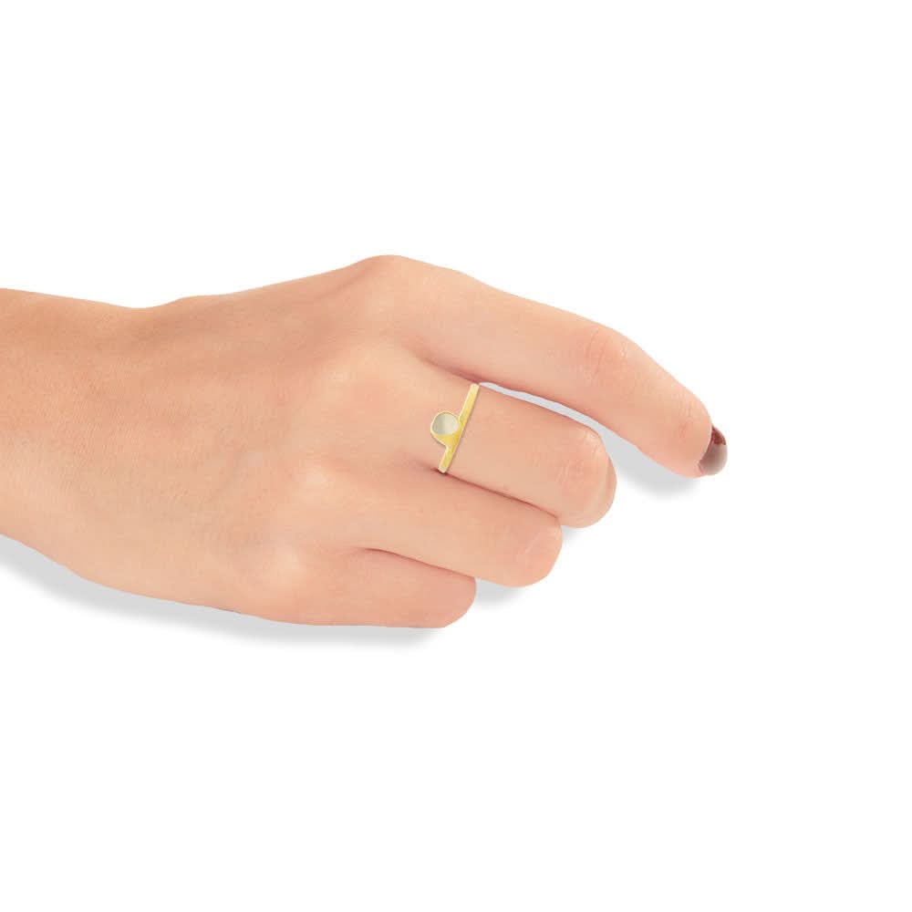 Handmade Gold Plated Ring with Ecru Enamel - Anthos Crafts