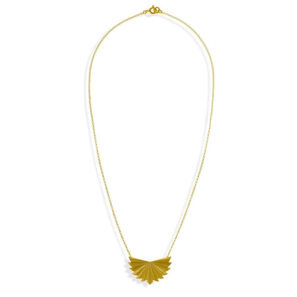 Handmade Gold Plated Silver Geometric Fold Short Necklace - Anthos Crafts