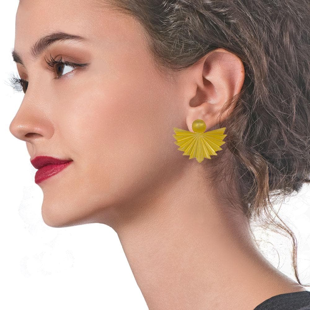 Handmade Gold Plated Silver Geometric Flying Folds Stud Earrings - Anthos Crafts