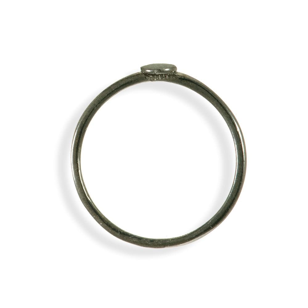 Handmade Black Plated Silver Thin Ring With a Small Disk - Anthos Crafts