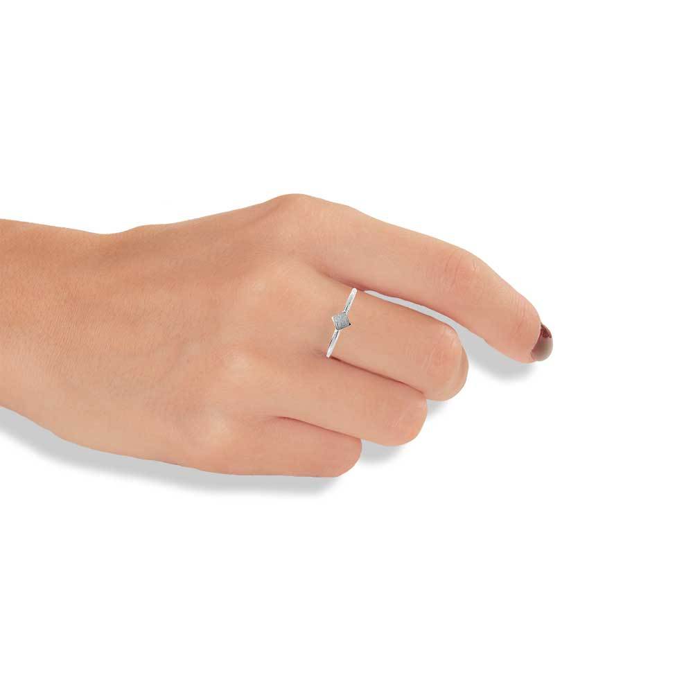 Handmade Sterling Silver Thin Ring With Small Square - Anthos Crafts