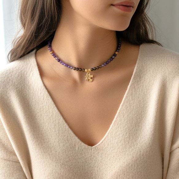 Handmade Gemstone Necklace Amethyst - Anthos Crafts