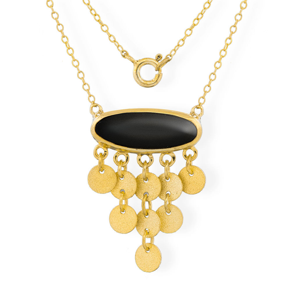 Handmade Gold Plated Silver Necklace With Black Onyx