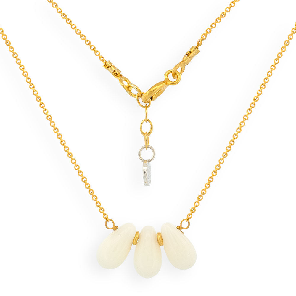 Handmade Gold Plated Silver Necklace With 3 White Coral Drops - Anthos Crafts