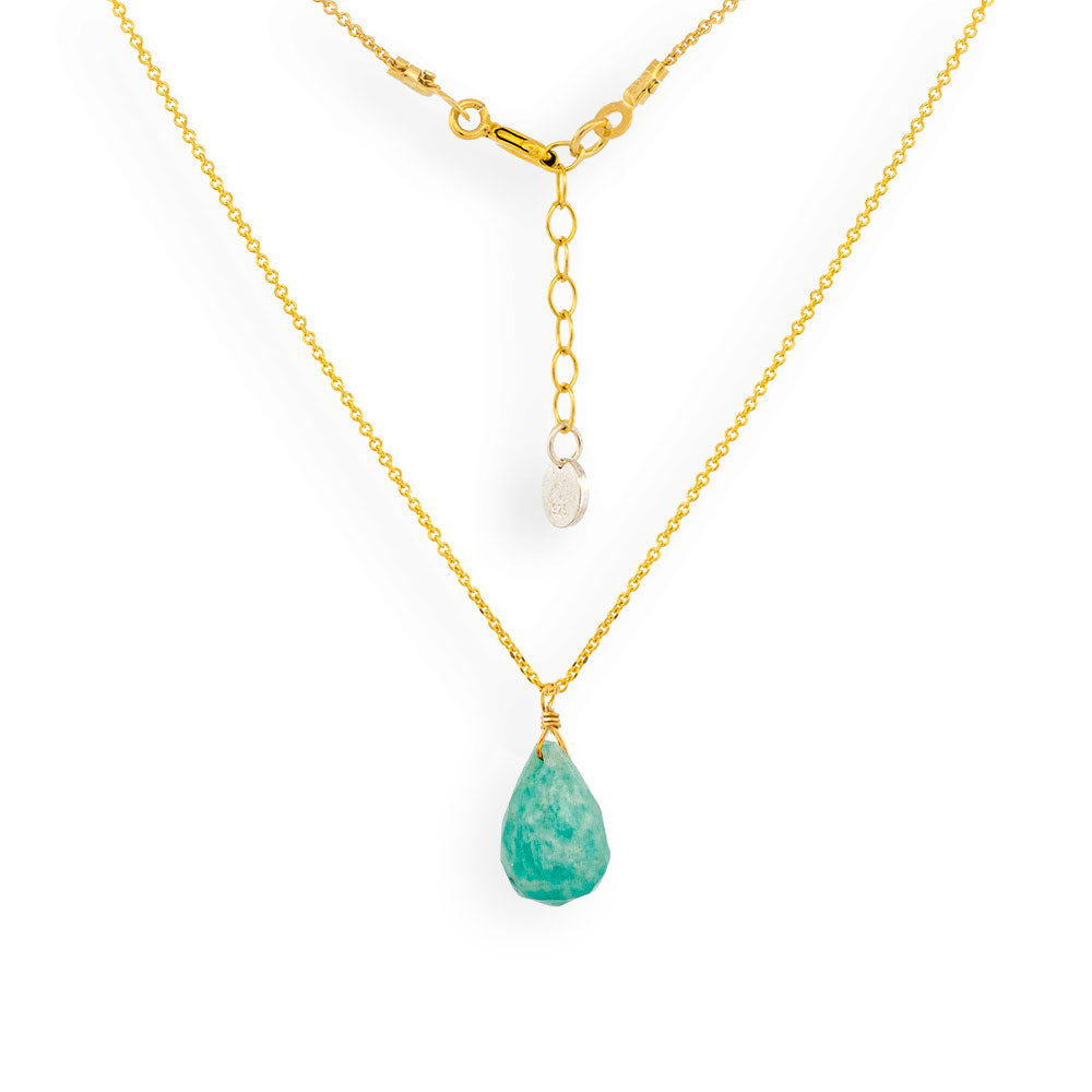 Handmade Gold Plated Silver Necklace With Amazonite Drop - Anthos Crafts