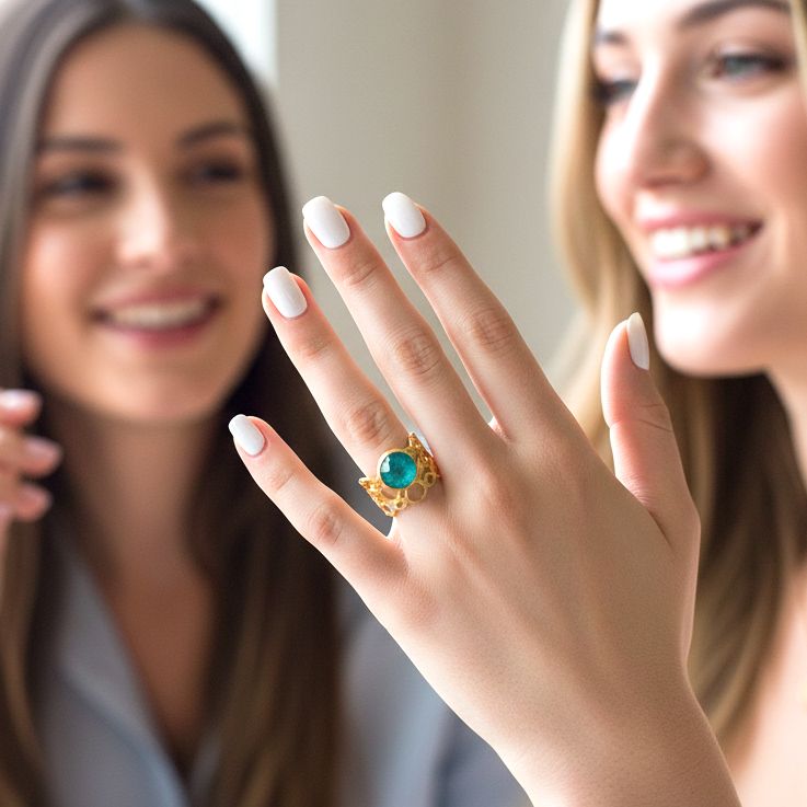 Handmade Gold Plated Silver Ring With Chrysocolla Gemstone - Anthos Crafts