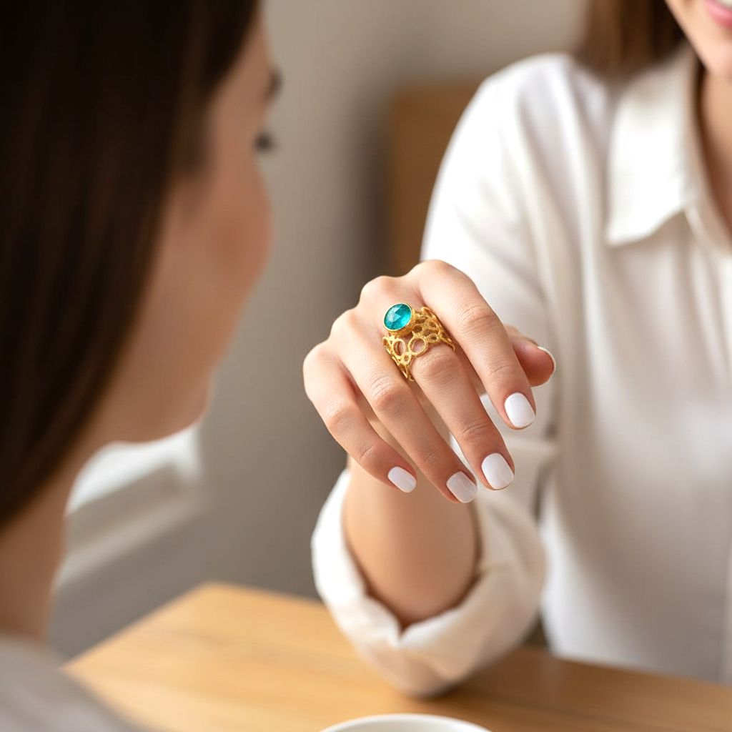 Handmade Gold Plated Silver Ring With Chrysocolla Gemstone - Anthos Crafts