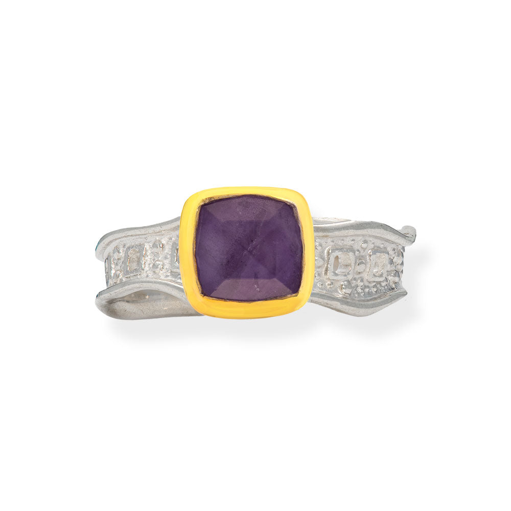 Handmade Silver Ring With Amethyst - Anthos Crafts