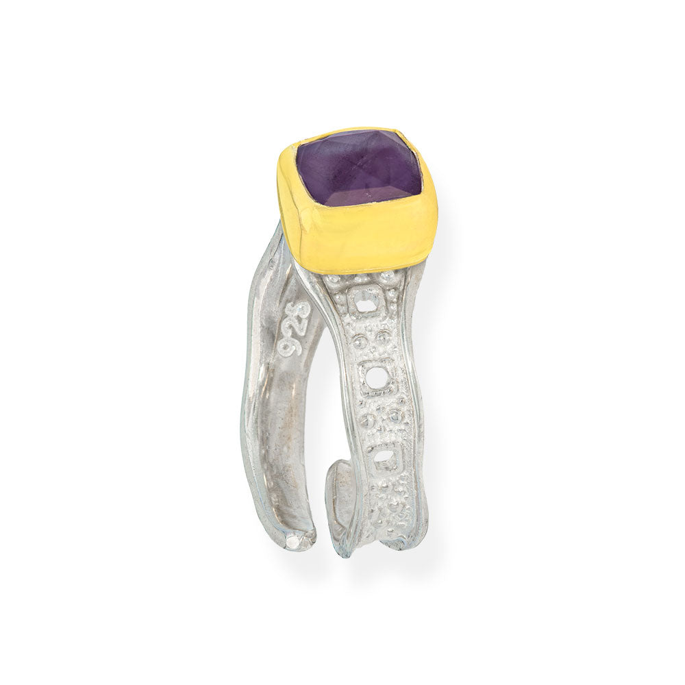 Handmade Silver Ring With Amethyst - Anthos Crafts