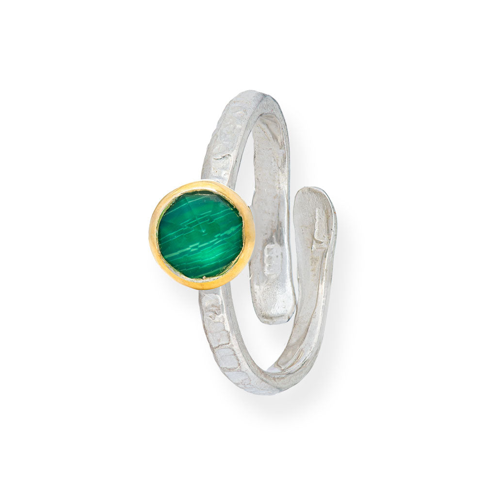 Handmade Silver Ring With Malachite - Anthos Crafts