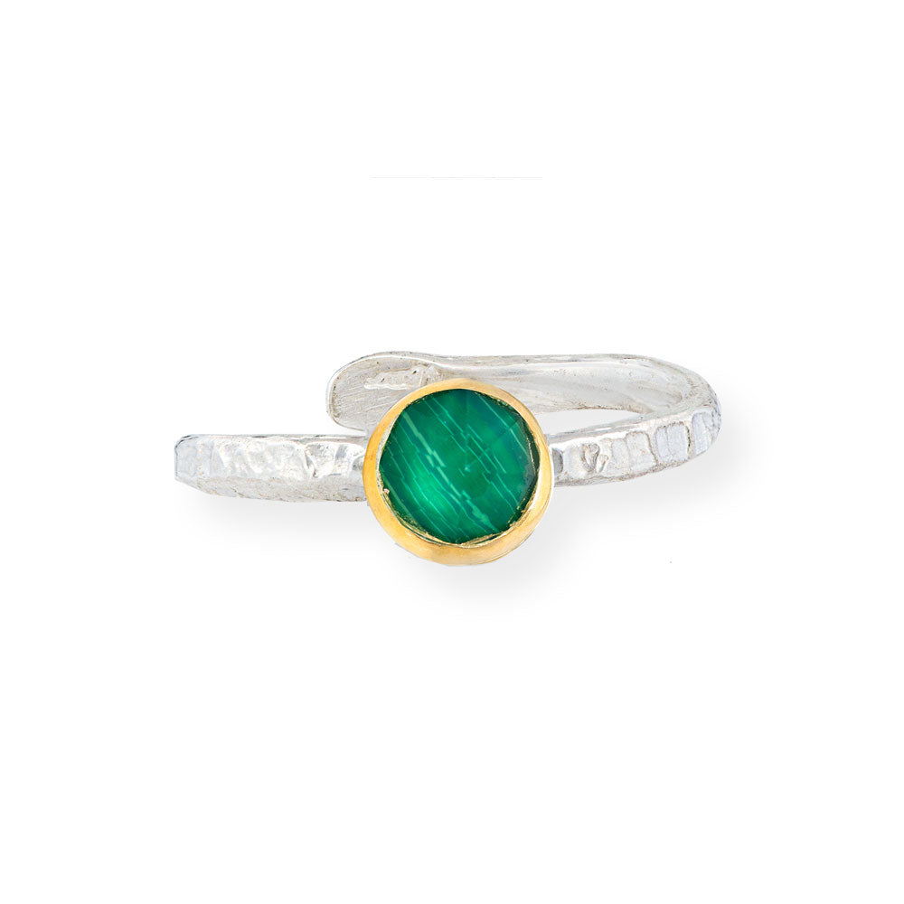 Handmade Silver Ring With Malachite - Anthos Crafts