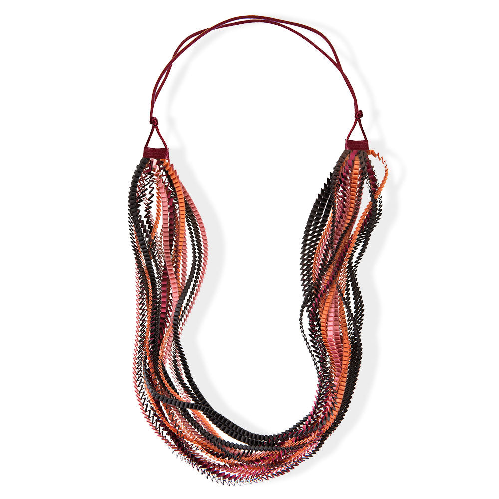 Satin Pleated Necklace Neos Orange Black Burgundy Pink NEOS-n 403 - Anthos Crafts