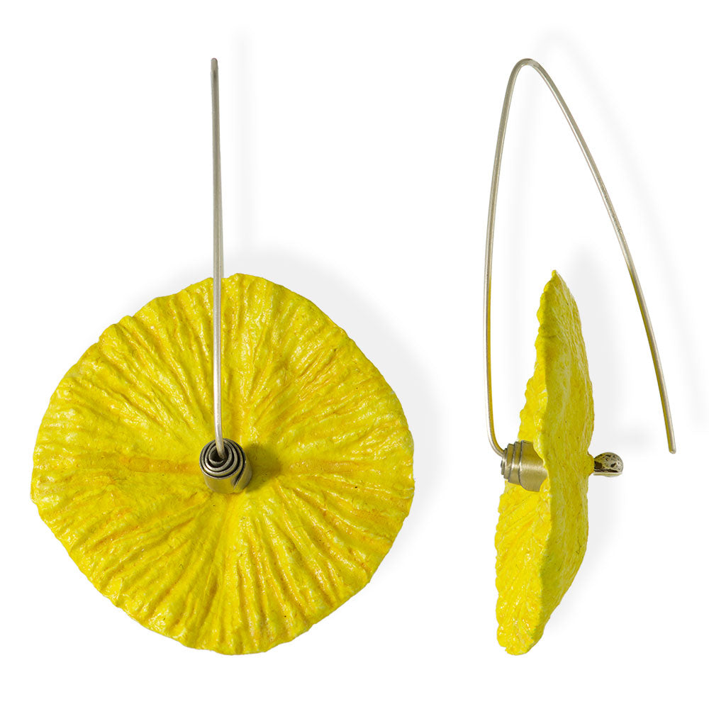 Handmade Flower Earrings Made From Papier-Mâché Yellow - Anthos Crafts
