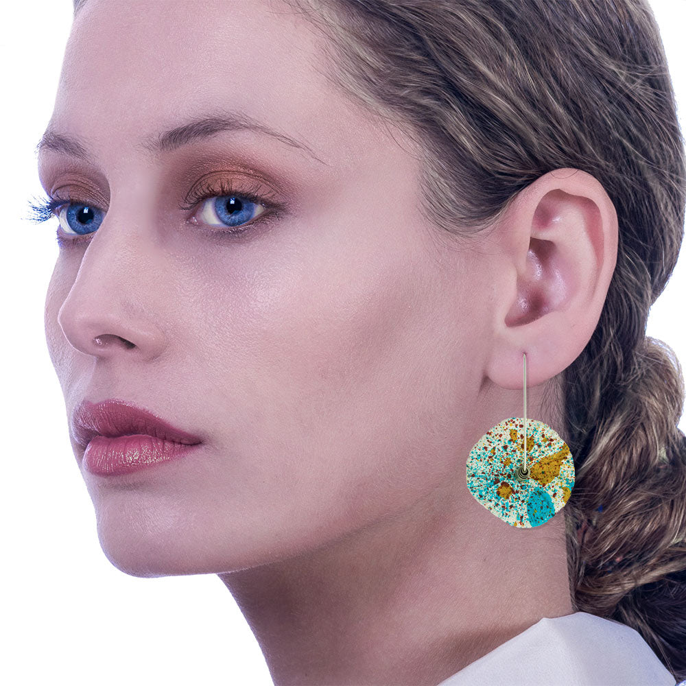 Handmade Flower Earrings Made From Papier-Mâché Multicolor Dots - Anthos Crafts
