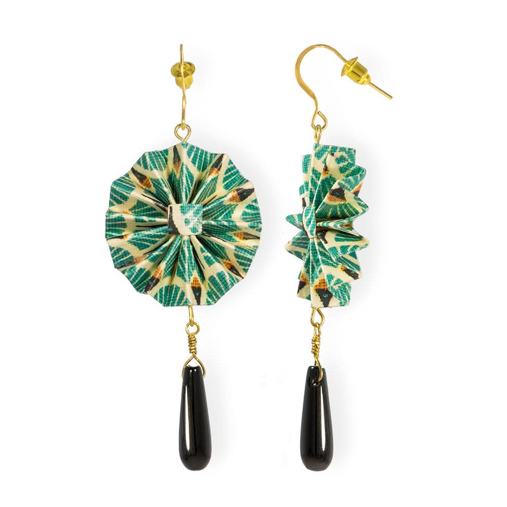 Origami Earrings Ocean Halo With Gemstones - Anthos Crafts