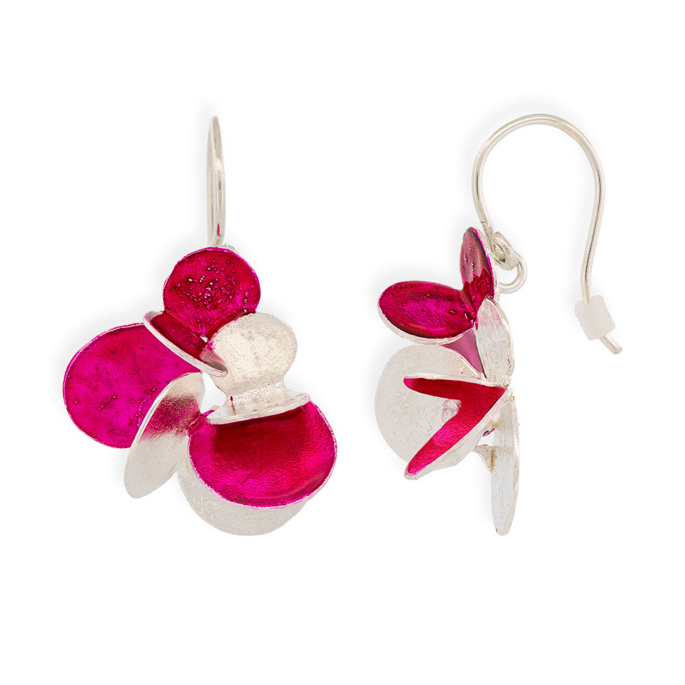 Χειροποίητα Ασημένια Φούξια Κραμαστά Σκουλαρίκια