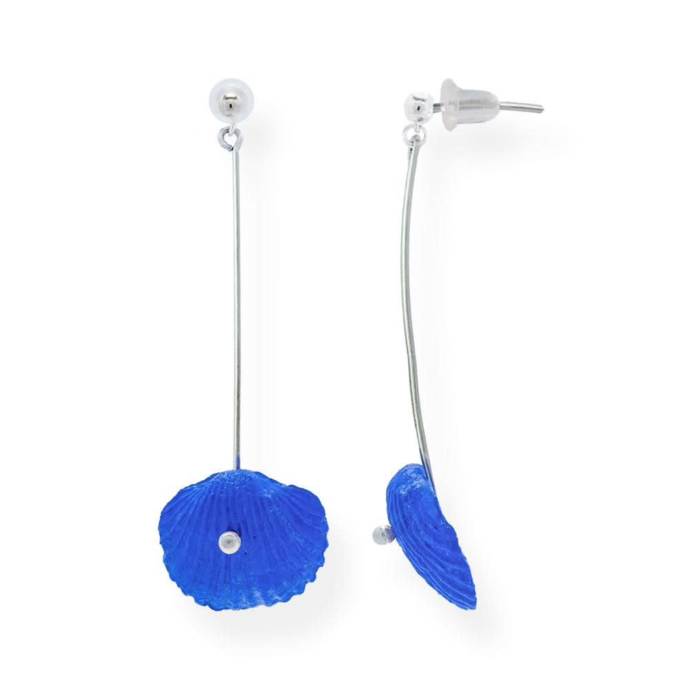 Handmade Earrings Shells Made From Papier-Mâché Royal Blue - Anthos Crafts