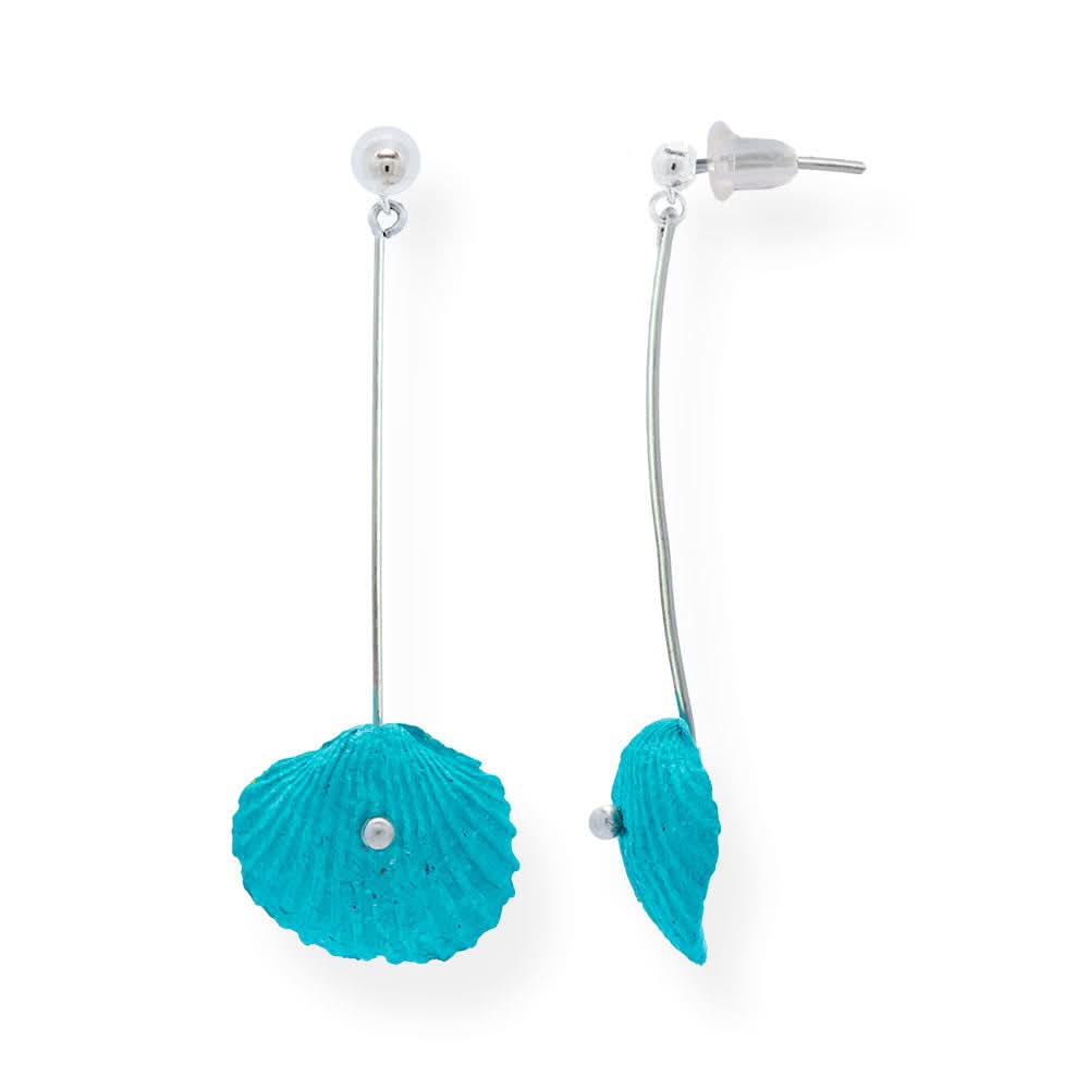 Handmade Earrings Shells Made From Papier-Mâché Turquoise - Anthos Crafts