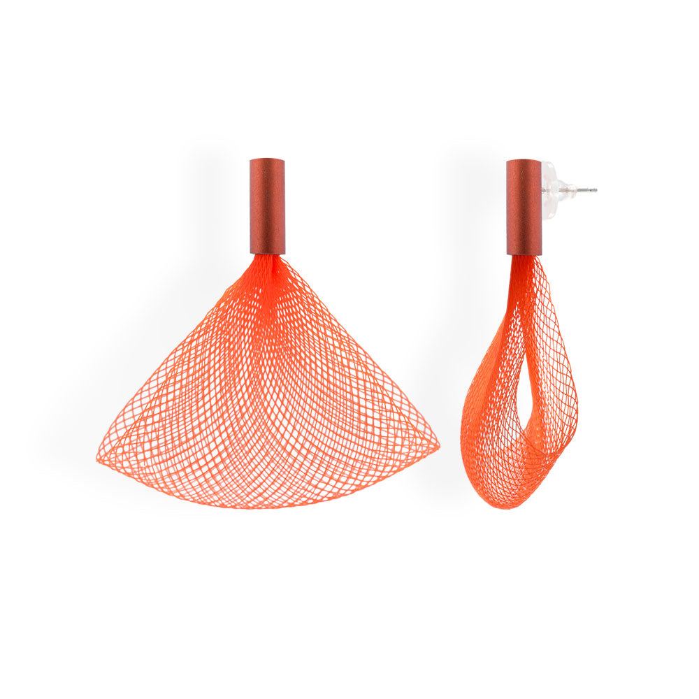 Aluminum Crinoline Earrings Red "See The Invisible" - Anthos Crafts