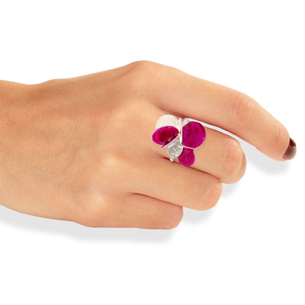 Handmade Silver Fuchsia Ring - Anthos Crafts