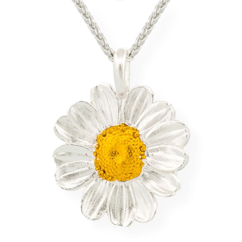 Handmade Gold Plated Silver Daisy Necklace - Anthos Crafts