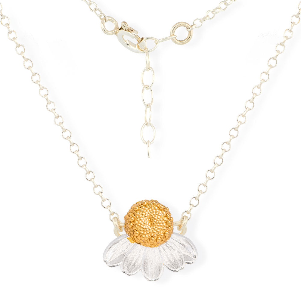 Handmade Gold Plated Silver Half Daisy Necklace - Anthos Crafts